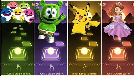 Sofia Vs Baby Shark Vs Gummy Bear Vs Pikachu Tiles Hop Tiles Hop