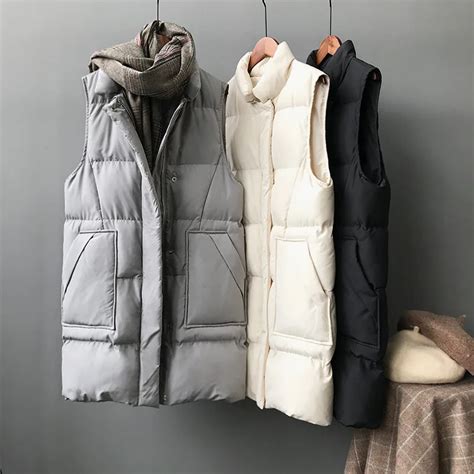 2018 Women Winter Down Vests Long Loose Sleeveless Cotton Liner Jackets