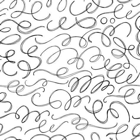 Hand Drawn Curly Lines Pattern Stock Vector Gevko