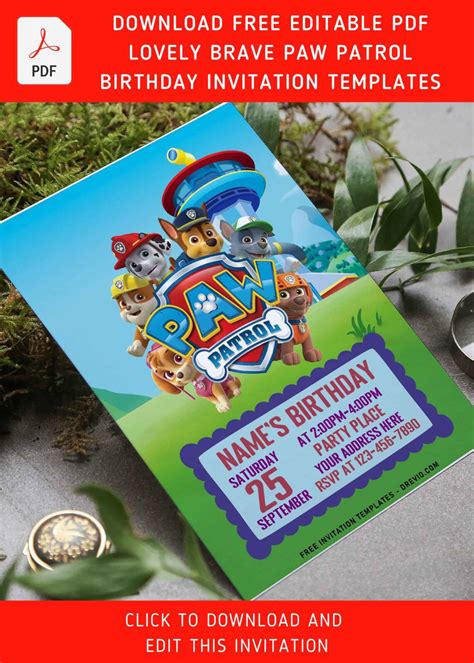 Free Editable Pdf Super Cute Mighty Pups Paw Patrol Birthday