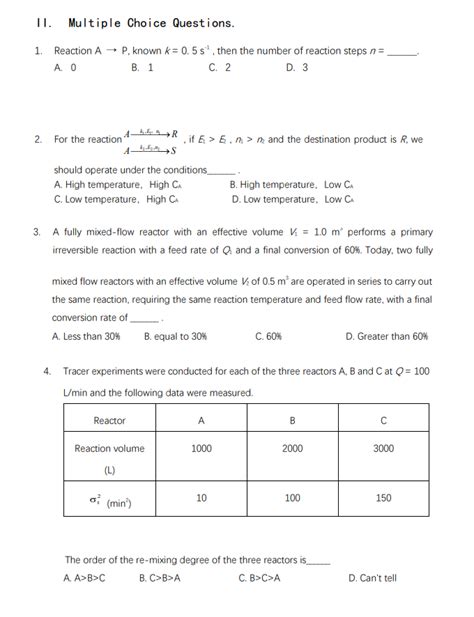 Solved Ii Multiple Choice Questions Reaction A P Chegg