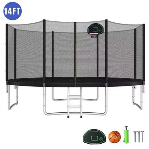 EUROCO 1400LBS 14FT Trampoline for Adults and Kids,Trampoline with Enclosure,Basketball Hoop ...