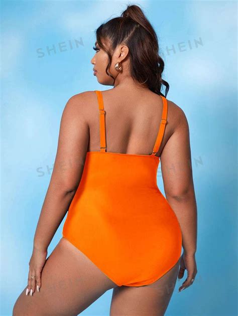 Shein Swim Vcay Plus Crossover Cut Out One Piece Swimsuit Shein Usa