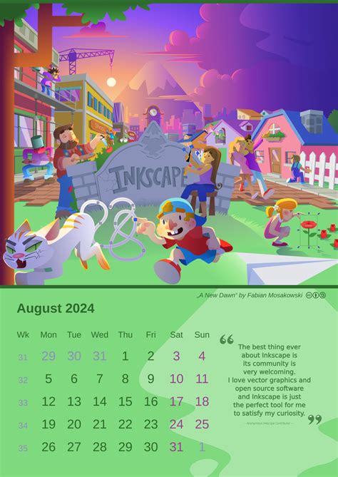 Inkscape Calendar August 2024 Printable A3 Inkspace The Inkscape