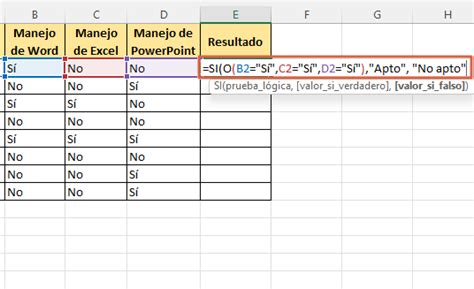 Funci N O En Excel Usos F Rmula O Sintaxis Y Ejemplos