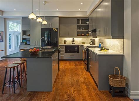 Grey Kitchen With Hardwood Floors Decoist