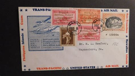 Air Mail First Flight Cover Manila Philippines To Waynesboro Pa