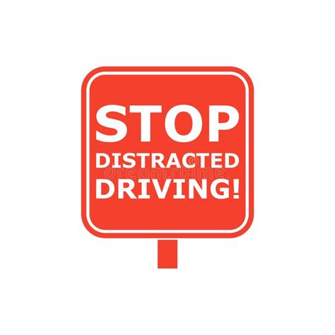 Stop Distracted Driving Icon Or Logo Color Set With Long Shadow Stock