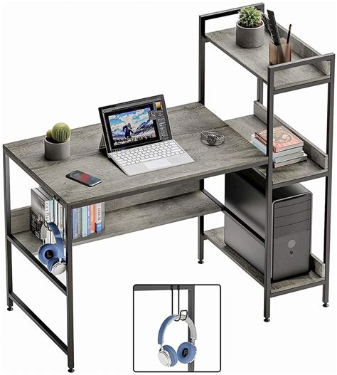 Bestier Computer Office Desk Workstation with Side Storage Shelves ...