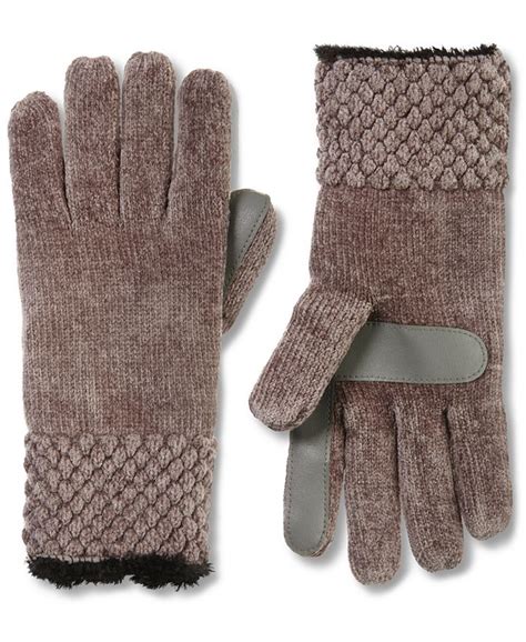 Isotoner Signature Women S Chenille Knit Water Repellent Gloves With Popcorn Cuff Macy S