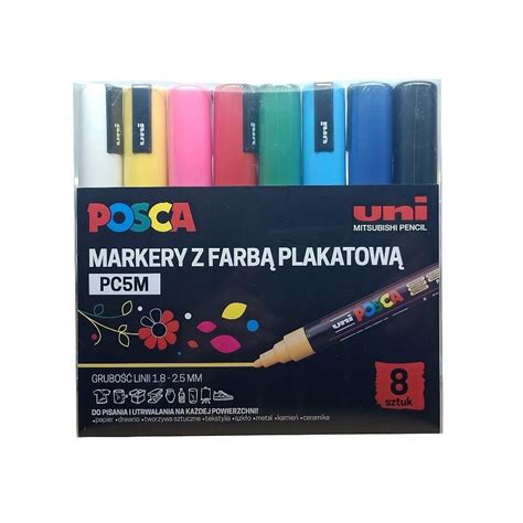 Markery PC5 M zestaw 8 sztuk markerów Posca Uni Uni