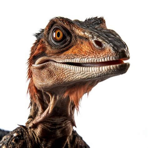 Premium AI Image Angled View Close Up Of Velociraptor Looking At The