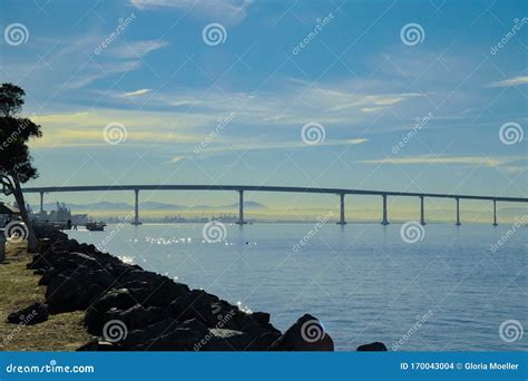 Soft Focused View of the San Diego Bay Bridge Stock Photo - Image of ...