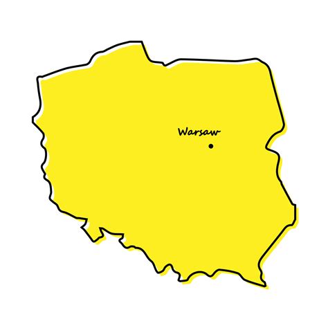 Simple Outline Map Of Poland With Capital Location Vector Art