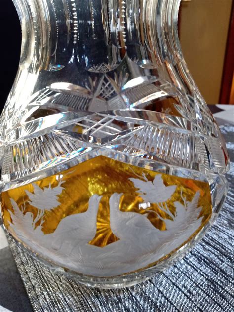 Ancien Vase En Cristal De Boh Me Animaux De La Luckyfind