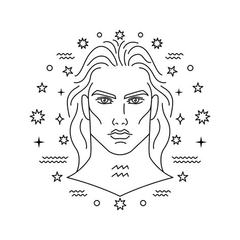 Premium Vector Aquarius Zodiac Sign In Line Art Style On White Background