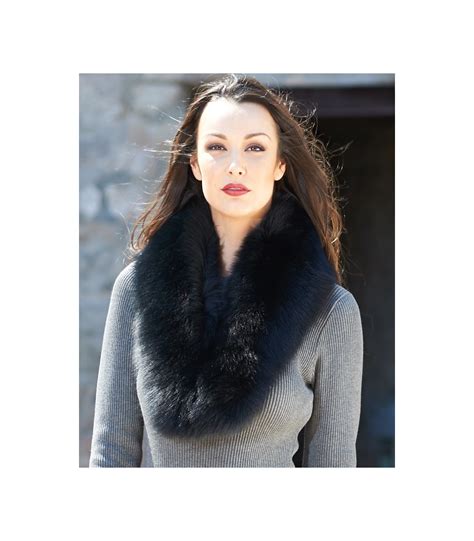 Emma Large Detachable Black Fox Fur Collar FurHatWorld