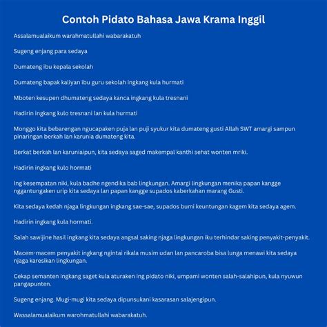 10 Pidato Bahasa Jawa Krama Inggil Singkat Lengkap Beragam Tema