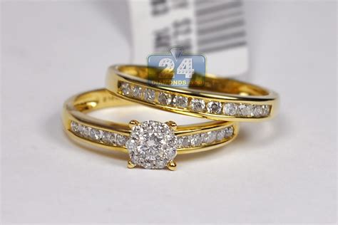 Womens Diamond Bridal 2 Rings Wedding Set 14k Yellow Gold 73ct