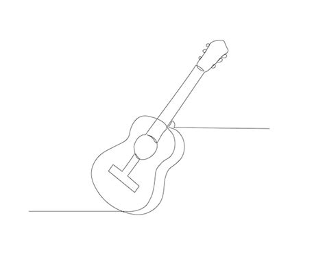 Premium Vector Continuous Line Drawing Of Classic Acoustic Guitar One