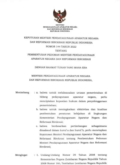 Menter Pendayagunaanaparaturnegara Dan Reform Asi Birokra Si Re Publik