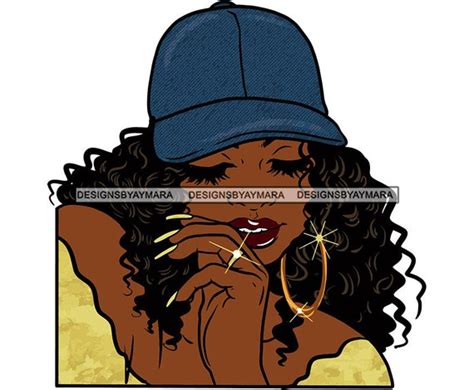 Wall Hangings Home Decor Afro Woman Wearing Baseball Cap Hat Fashion