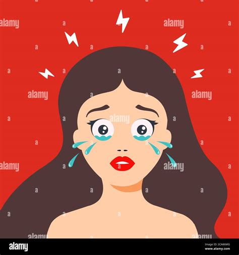 woman crying from depression. eyes full of tears. Flat character vector illustration Stock ...