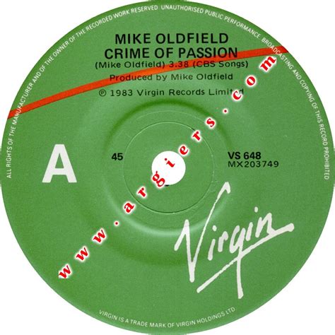 Crime Of Passion Virgin 7 Mike Oldfield Worldwide Discography