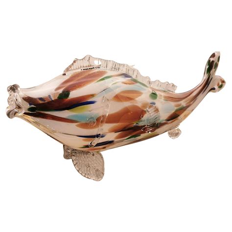 Colored Murano Style Glass Figurine Vintage Hand Blown Art Glass Fish