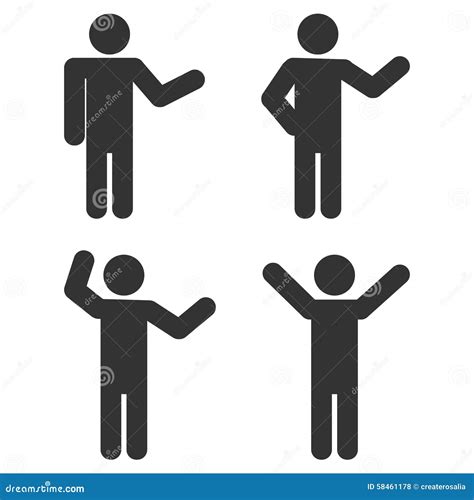 Stick Figure Positions Set Vector Stock Vector Image 58461178