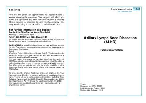 Axillary Lymph Node Dissection (ALND) - South Warwickshire NHS ...