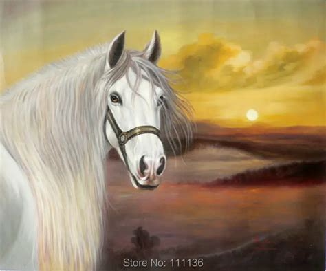 Free shipping museum quality 100% handpainted horse head painting on ...