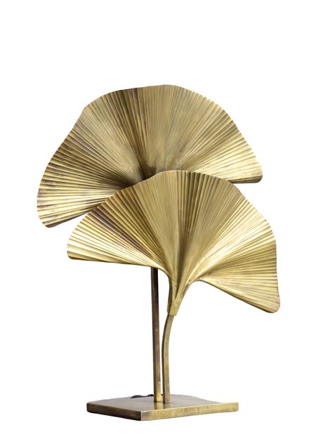 Ginko Contemporary Brass Table Lamp With Two Leaves Lumini Collections