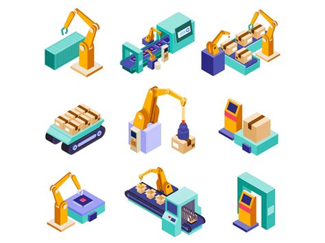 Robotic Industry Isometric Icons By Unblast On Dribbble