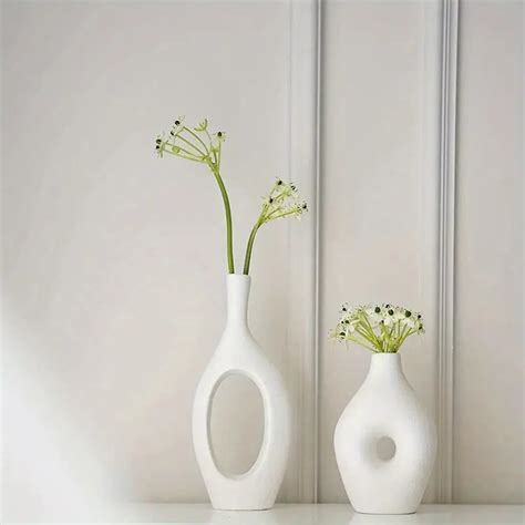 Modern White Ceramic Vase Set For Boho Home Decor Temu