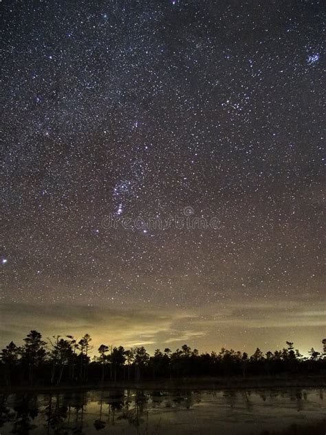 Orion Constellation Stars Pleiades and Moon Observing Night Sky ...