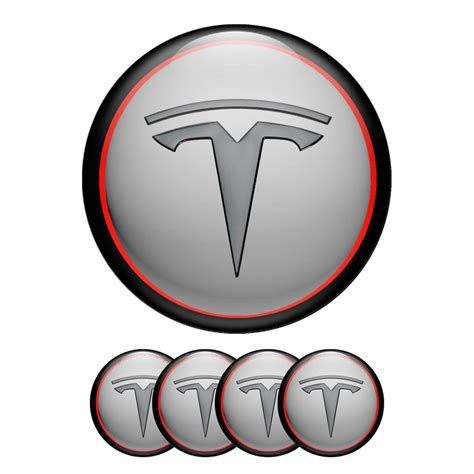 Tesla Wheel Emblems Center Cap Grey Red | Wheel Emblems | Stickers | X ...