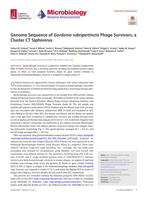 Pdf Genome Sequence Of Gordonia Rubripertincta Phage Survivors A