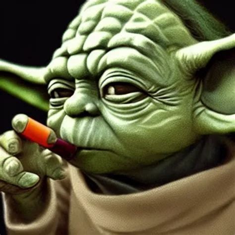 Yoda Smoking A Cigarette Digital Art Realistic Stable Diffusion