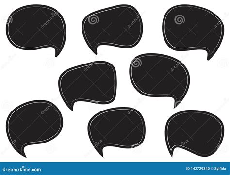 Black Set Of Speesh Bubbles Blank Empty Dialog Boxes Vector