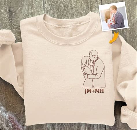 Sweat Shirt Brod De Portrait Personnalis Pour Couples Sweat Capuche De