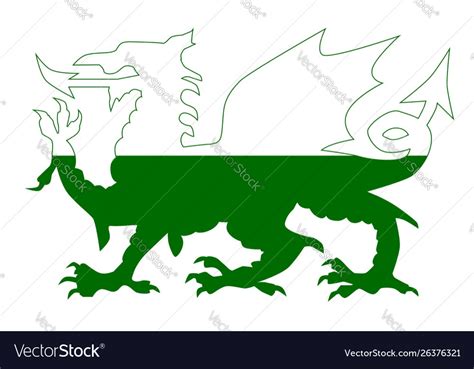 Welsh dragon flag silhouette Royalty Free Vector Image