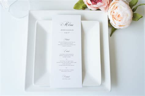 Elegant Wedding Menu Cards - DEPOSIT – KraftWeddingPapers