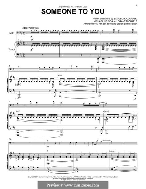 Someone To You The Piano Guys By S Hollander Sheet Music On Musicaneo