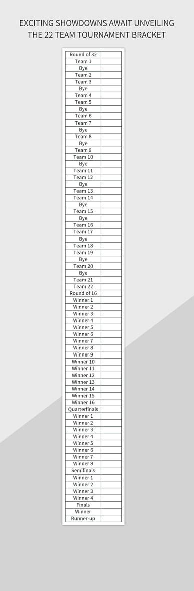 Exciting Showdowns Await Unveiling The 22 Team Tournament Bracket Excel ...