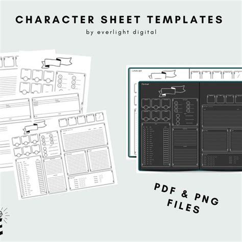 Digital Character Sheet Template PDF and PNG - Etsy