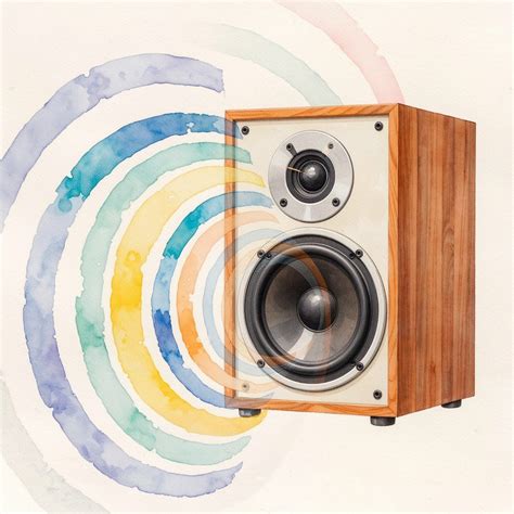 sonic waves echo image speaker watercolor vintage