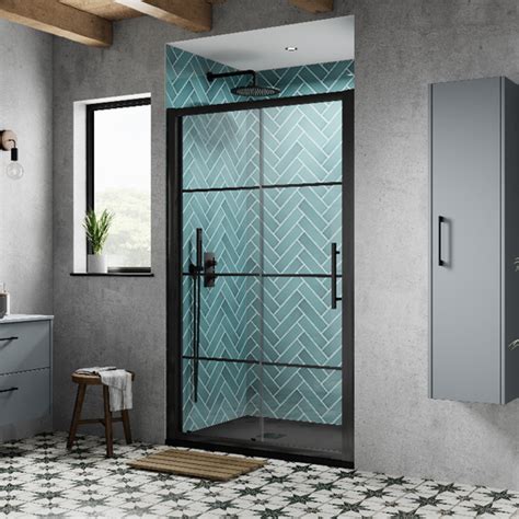 Hudson Reed Apex Matt Black Sliding Shower Door 1200mm Welovecouk