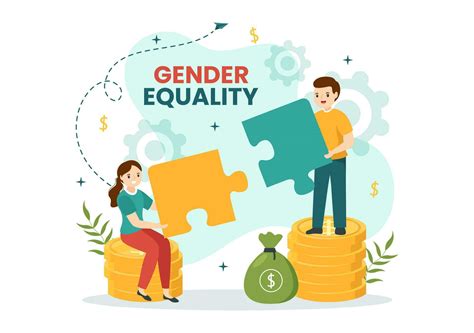 Gender Equality Vector Illustration With Men And Women Character On The Scales Showing Equal