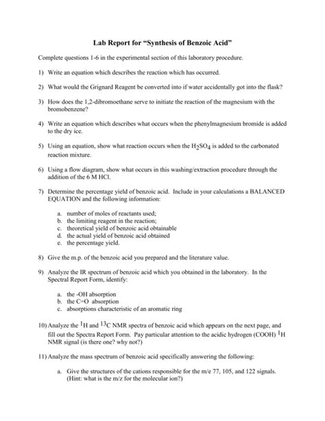 Lab Report for “Synthesis of Benzoic Acid”